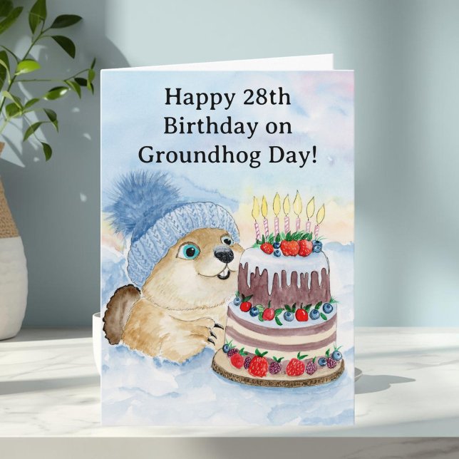  Glad 28:e Groundhog Day födelsedag  Kort (Skapare uppladdad)