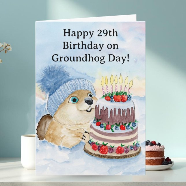  Glad 29-års Groundhog Day-födelsedag  Kort (Skapare uppladdad)