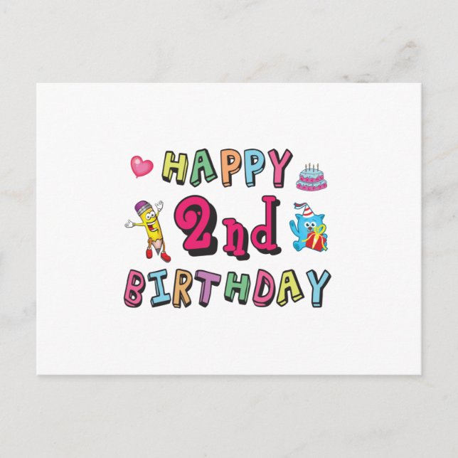 Glad 2-årsdag 2 år födelsedags överraskning vykort (Framsida)