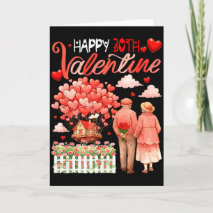 Glad 30-års Valentine Blommig Par Familj Stolt An Kort