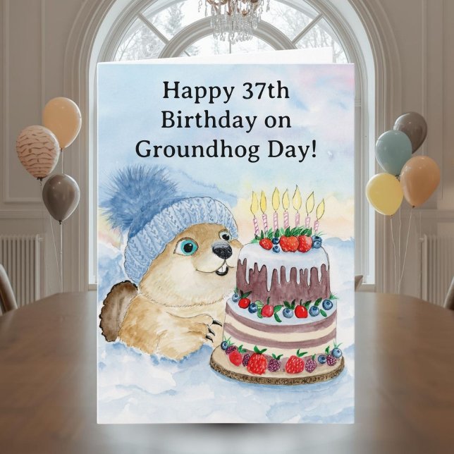  Glad 37-års Groundhog Day-födelsedag  Kort (Skapare uppladdad)