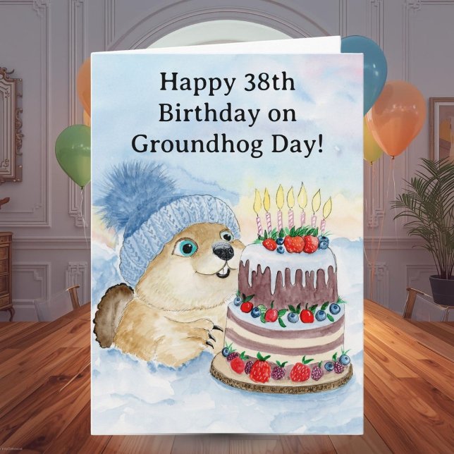  Glad 38-års Groundhog Day-födelsedag  Kort (Skapare uppladdad)