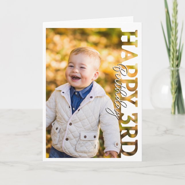 Glad 3-årsdag Foto högskolekort Tack Kort (Framsida)