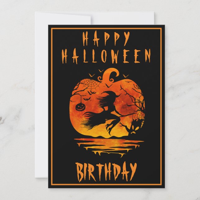 GLAD 40-ÅRS FÖDELSEDAGS HALLOWEEN FEST FIRS INBJUDNINGAR (Framsida)