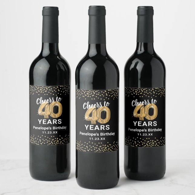 Glad 40-årsdag Vinsetikett Vinflaska Etikett (Flaskor)