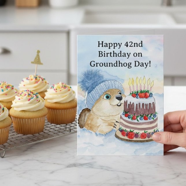  Glad 42-års Groundhog Day-födelsedag  Kort (Skapare uppladdad)