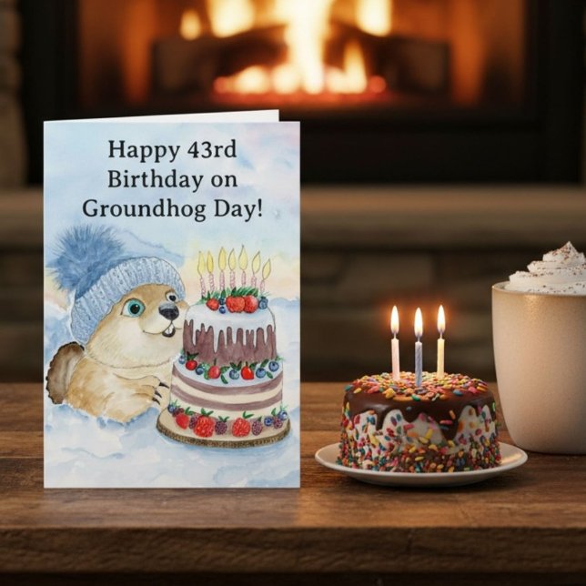  Glad 43-års Groundhog Day-födelsedag  Kort (Skapare uppladdad)