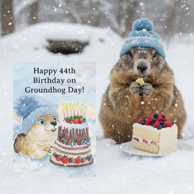  Glad 44-års Groundhog Day-födelsedag  Kort (Skapare uppladdad)