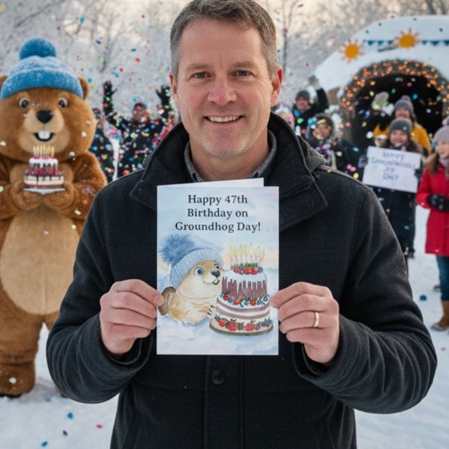  Glad 47-års Groundhog Day-födelsedag  Kort (Skapare uppladdad)