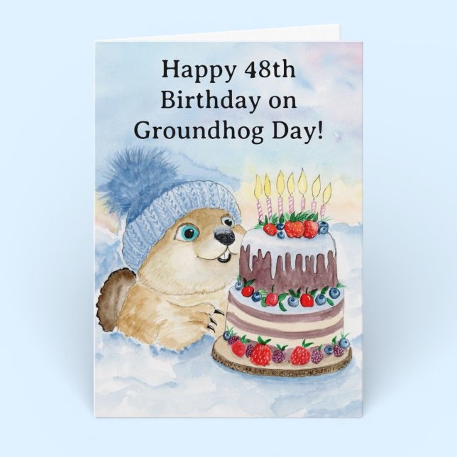  Glad 48-års Groundhog Day-födelsedag  Kort (Skapare uppladdad)