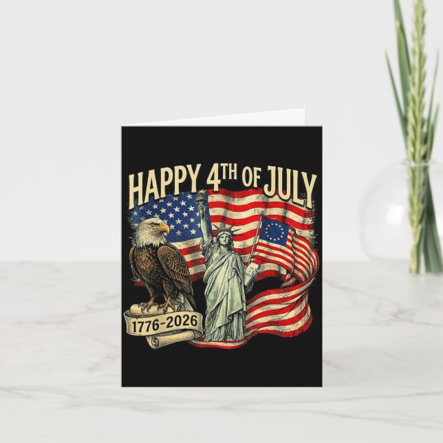 Glad 4:e juli 1776 2026 örn patriotiskGlad 4 Kort (Framsida)