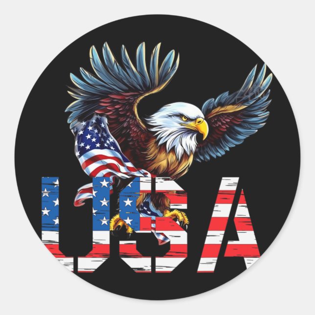 Glad 4:e Juli Amerika Flagga Patriotisk Örn Usa Runt Klistermärke (Framsida)