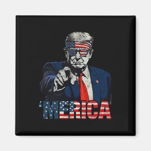 Glad 4:e Juli Amerika Trump Amerikansk Flagga Usa Magnet