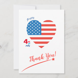 Glad 4:e juli Amerika USA Flagga Hjärta Patriotisk Tack Kort