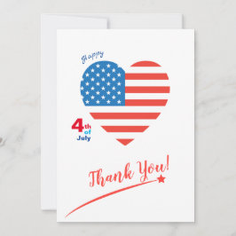 Glad 4:e juli Amerika USA Flagga Hjärta Patriotisk Tack Kort