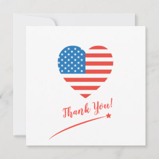 Glad 4:e juli Amerika USA Flagga Hjärta Patriotisk Tack Kort