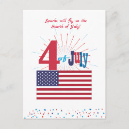 Glad 4:e juli Amerika USA Flagga Patriotiskt Hjärt Vykort