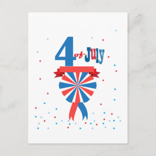 Glad 4:e juli Amerikan USA Flagga Patriotisk Vykort