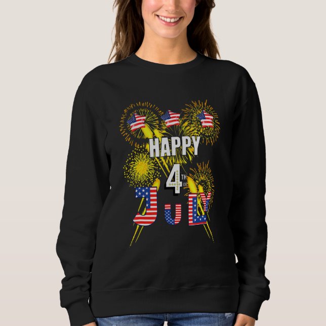 Glad 4:e Juli Amerikansk Flagga Eldshow Explosion T Shirt (Framsida)