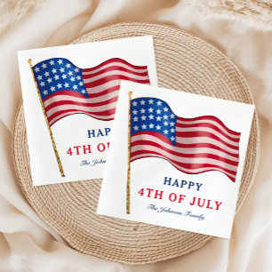 Glad 4:e Juli Amerikansk Flagga Pappersservett
