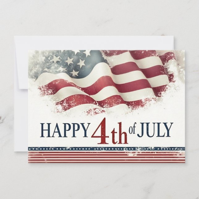 Glad 4:e juli - Amerikansk flagga vintage design (Framsida)