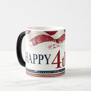 Glad 4:e juli - Amerikansk flagga vintage design Magisk Mugg