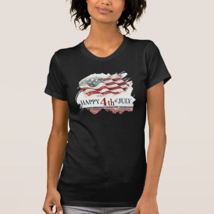 Glad 4:e juli - Amerikansk flagga vintage design T Shirt