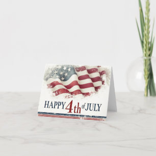 Glad 4:e juli - Amerikansk flagga vintage design Tack Kort
