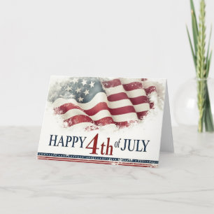 Glad 4:e juli - Amerikansk flagga vintage design Tack Kort