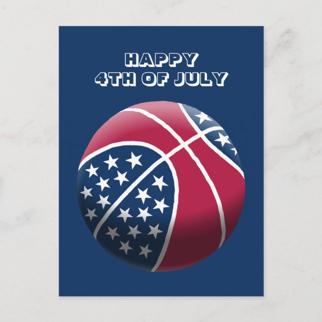 Glad 4:e juli basket helg vykort (Framsida)