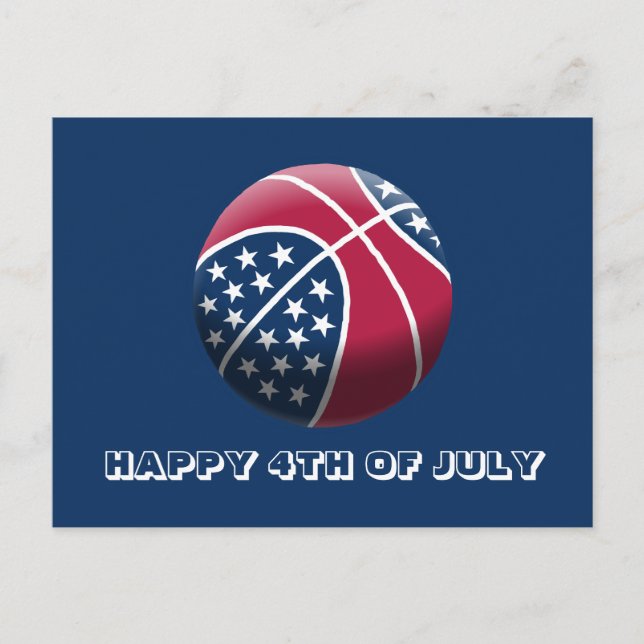 Glad 4:e juli basket helg vykort (Framsida)