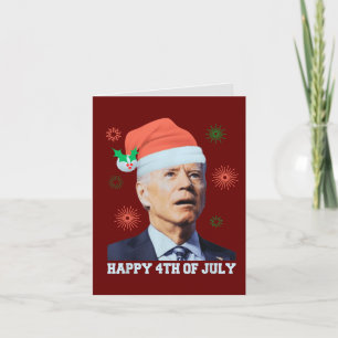 Glad 4:e juli Biden julgran Santa mössa Rolig Helgkort