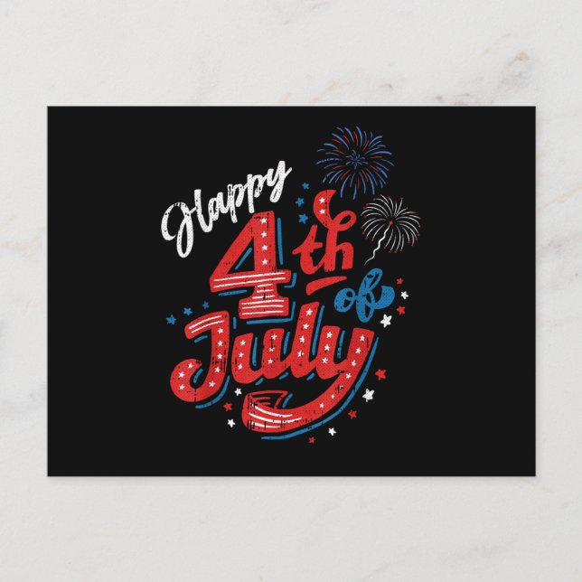 Glad 4:e juli Cool självständighetsdag Patriotisk  Helg Vykort (Framsida)
