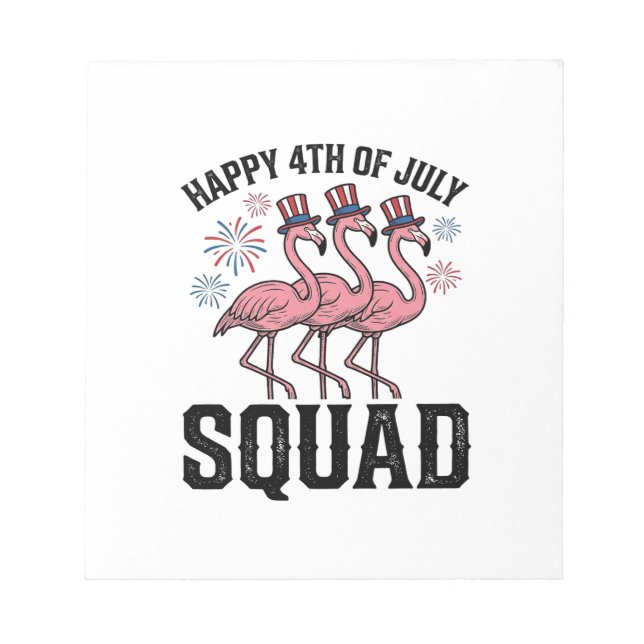Glad 4:e juli Flamingo Squad Vector Design_1 Anteckningsblock (Framsida)