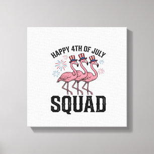 Glad 4:e juli Flamingo Squad Vector Design_1 Canvastryck