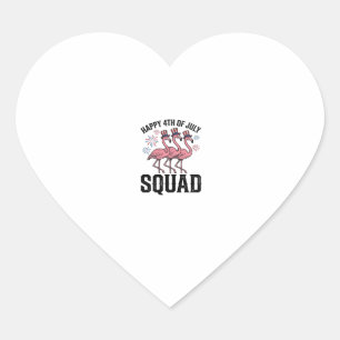 Glad 4:e juli Flamingo Squad Vector Design_1 Hjärtformat Klistermärke