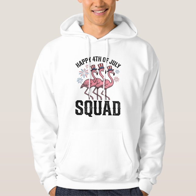 Glad 4:e juli Flamingo Squad Vector Design_1 Hoodie (Framsida)