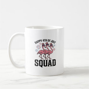 Glad 4:e juli Flamingo Squad Vector Design_1 Kaffemugg