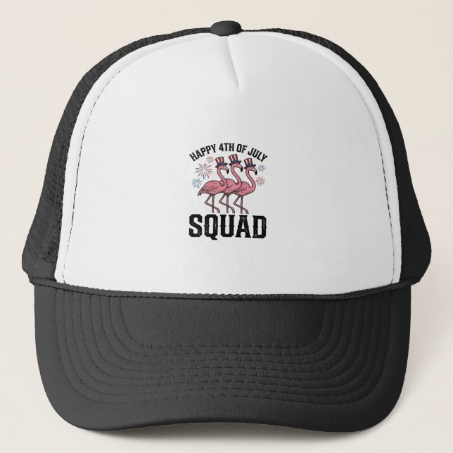 Glad 4:e juli Flamingo Squad Vector Design_1 Keps (Framsida)