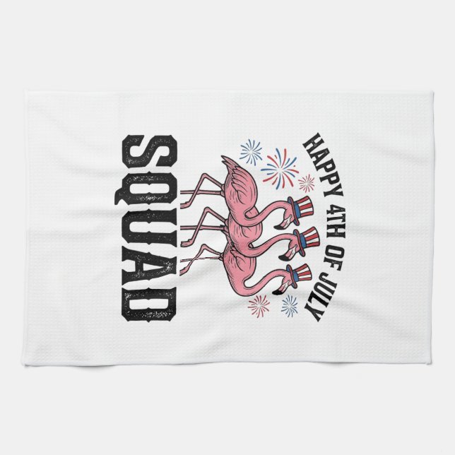 Glad 4:e juli Flamingo Squad Vector Design_1 Kökshandduk (Horisontell)