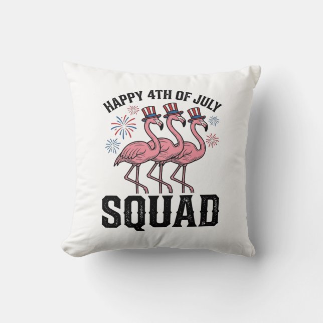 Glad 4:e juli Flamingo Squad Vector Design_1 Kudde (Framsida)