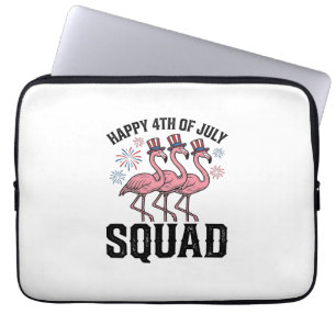 Glad 4:e juli Flamingo Squad Vector Design_1 Laptop Fodral