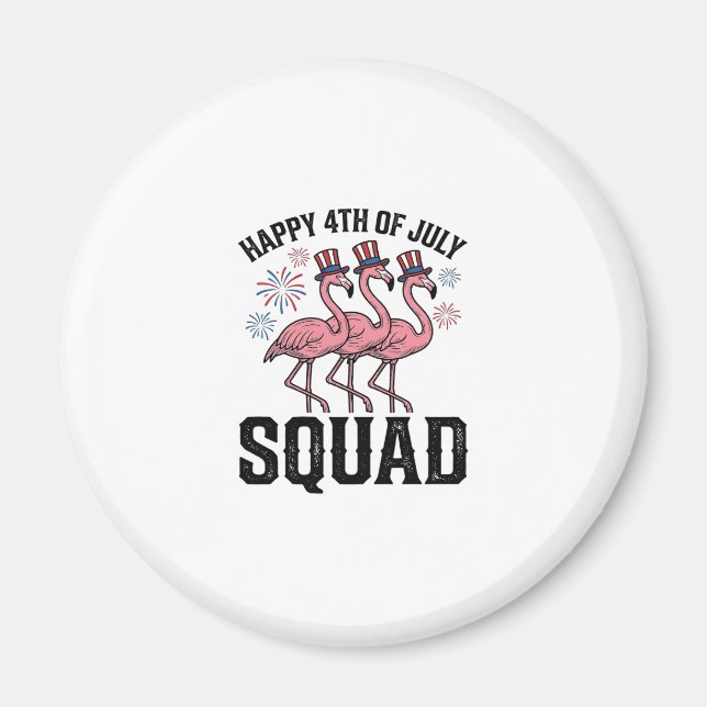 Glad 4:e juli Flamingo Squad Vector Design_1 Magnet (Framsidan)