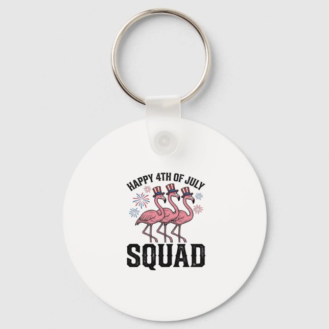Glad 4:e juli Flamingo Squad Vector Design_1 Nyckelring (Framsida)