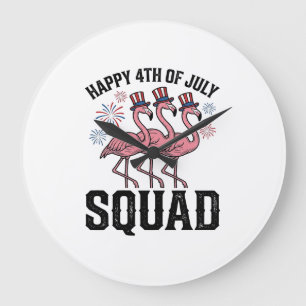 Glad 4:e juli Flamingo Squad Vector Design_1 Stor Klocka