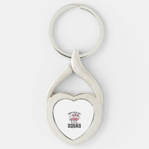 Glad 4:e juli Flamingo Squad Vector Design_1 Twisted Heart Silverfärgad Nyckelring