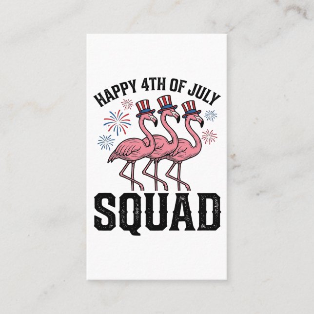 Glad 4:e juli Flamingo Squad Vector Design_1 Visitkort (Framsida)