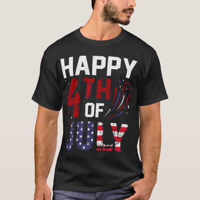 Glad 4:e Juli För Kvinnor Män Barn Usa Självständi T Shirt (Framsida)