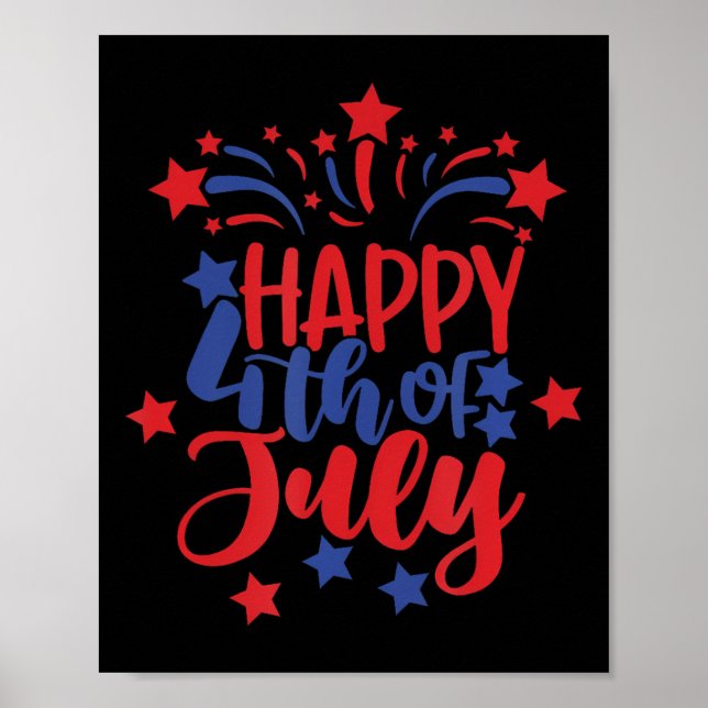 Glad 4:e juli för män kvinnor barn  poster (Framsidan)