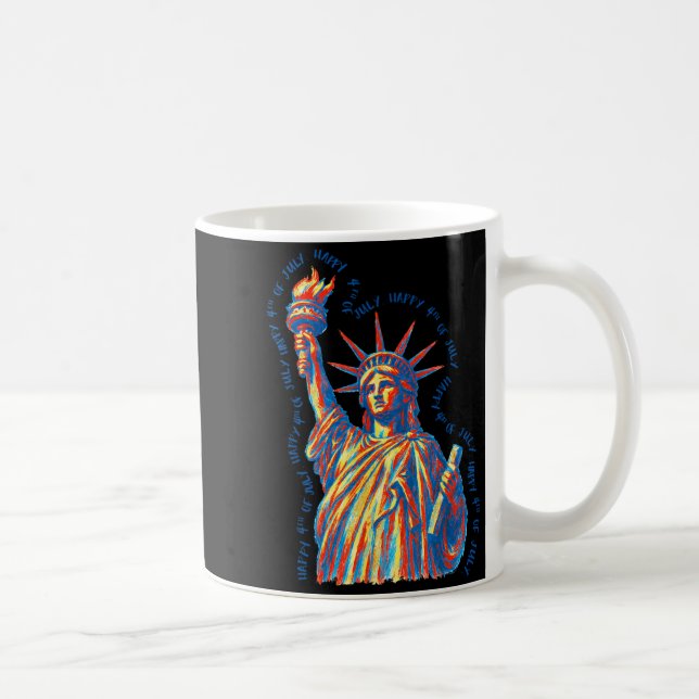 Glad 4:e juli Frihetsgudinnan Retro Kaffemugg (Höger)
